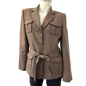 TAHARI Arthur S. Levine~  Womens Brown Belted Blazer Jacket Size 8